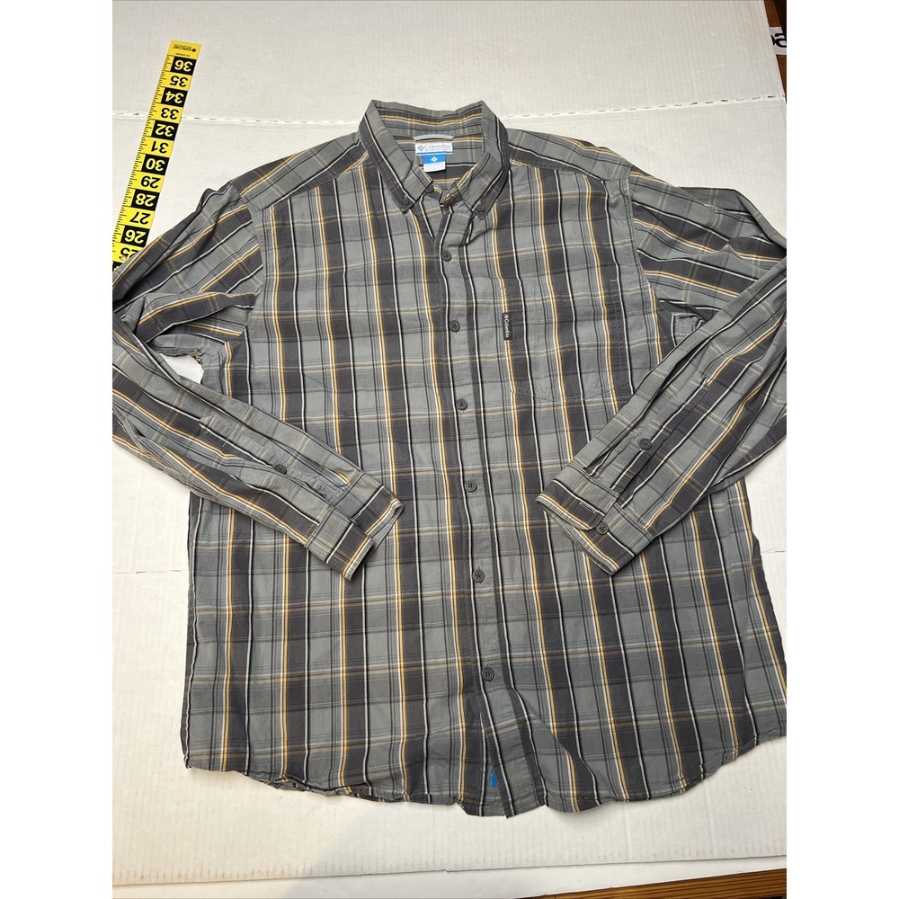 Columbia Long Sleeve Plaid Button Down Shirt Men's LG Outdoor Hiking